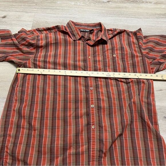 REI Button Down Shirt Mens Size XL Stripe Short Sleeve Red Polyester Nylon - Picture 4 of 7